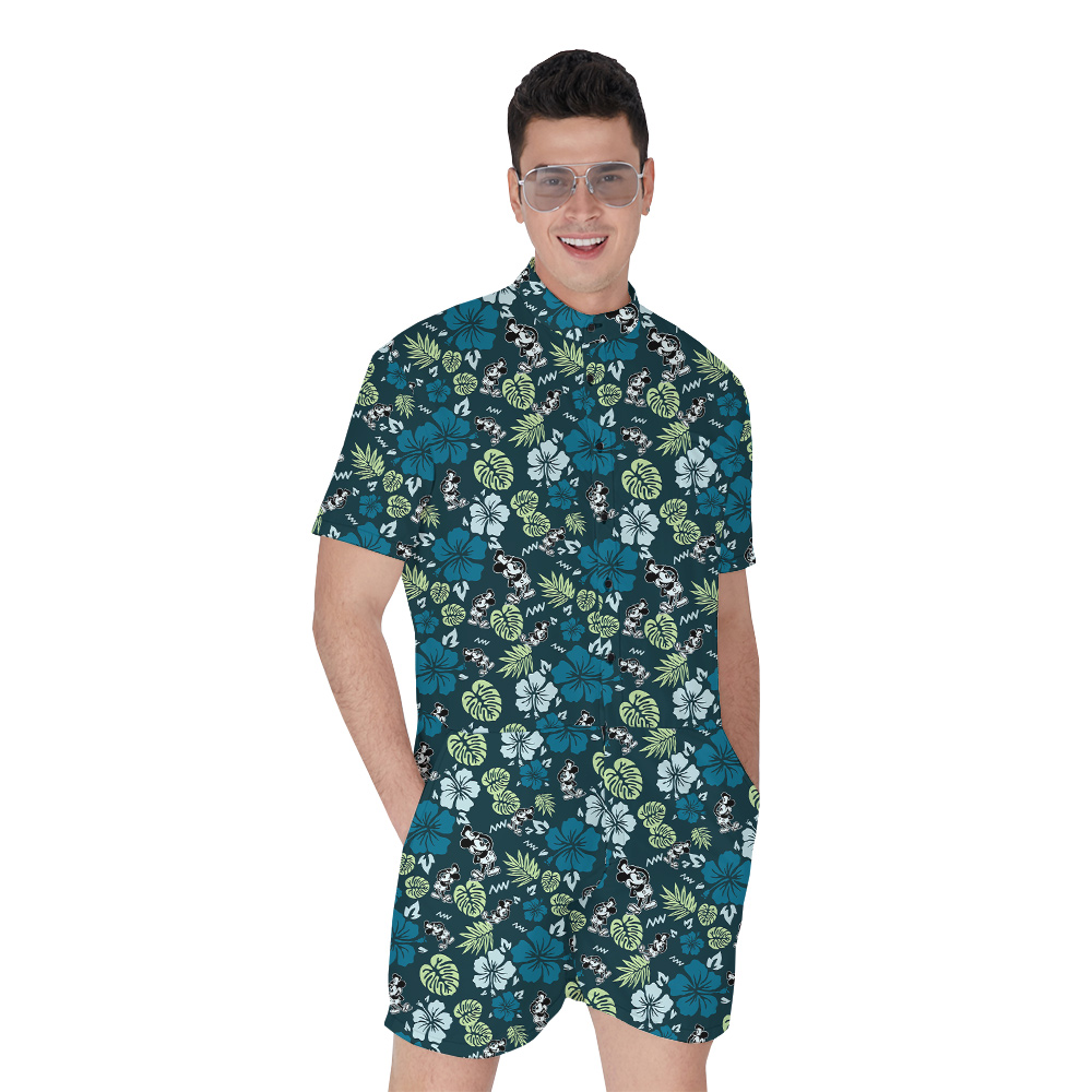 Steamboat Willie Mickey Floral Green Hawaiian Romper - variant image 1