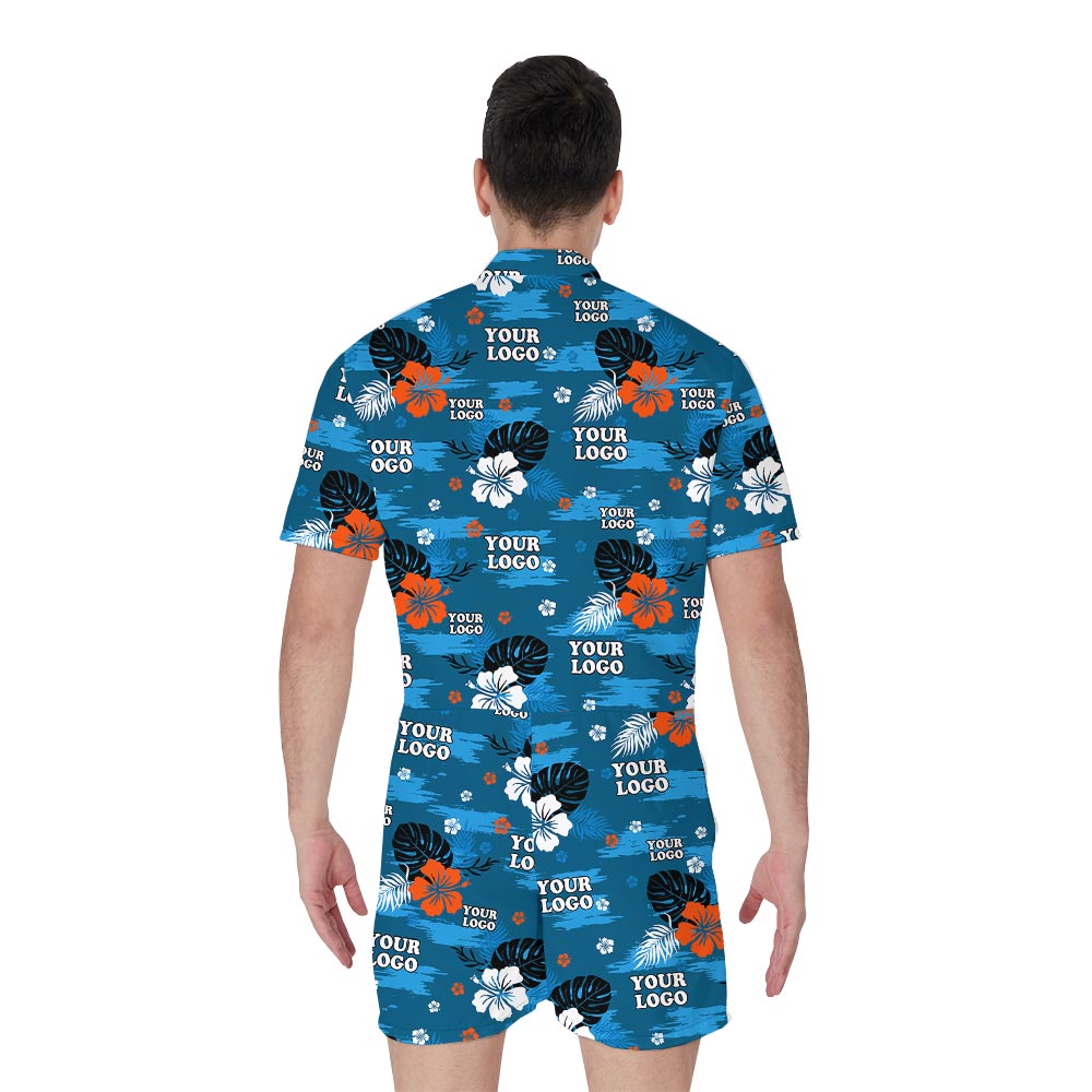 Blue Island Men's Romper With Custom Face