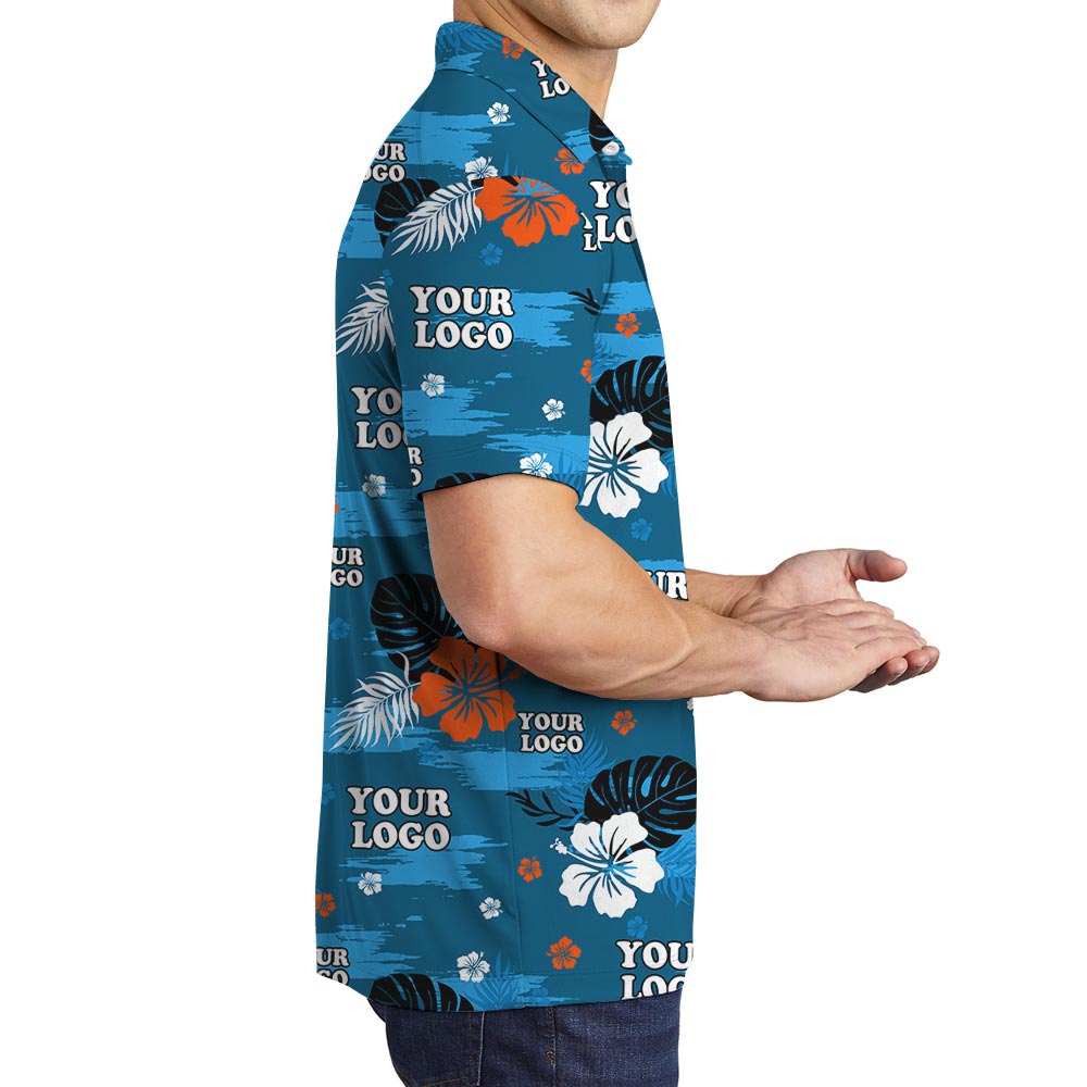 Blue Island Hawaiian Polo Shirt For Men Custom Logo