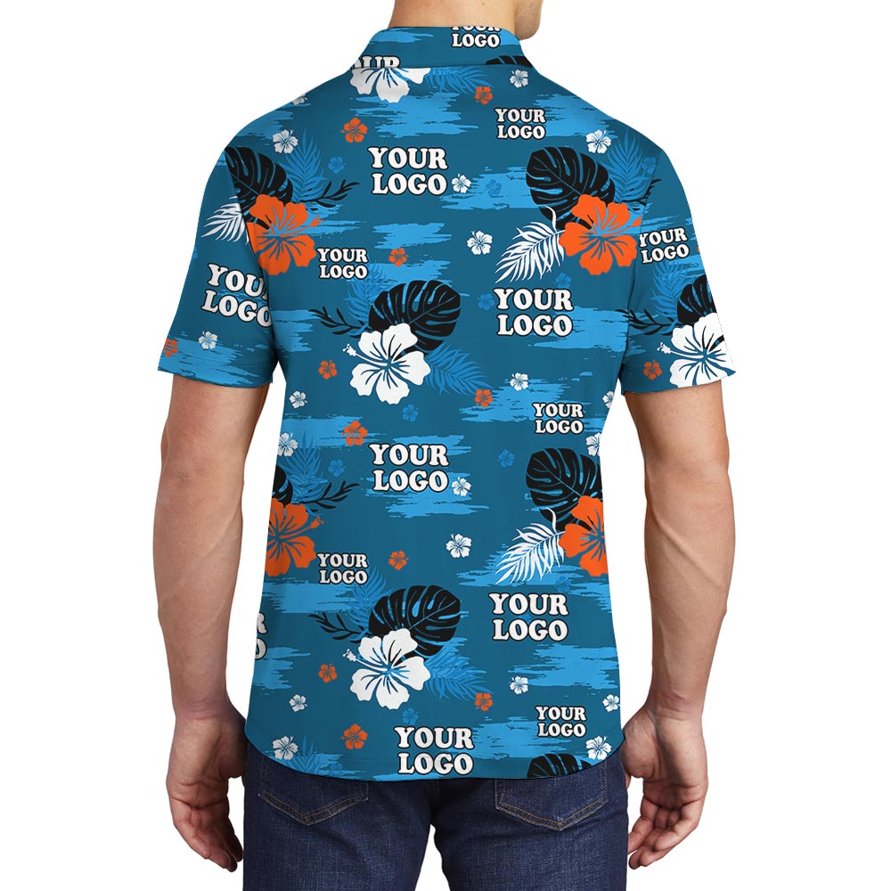 Blue Island Hawaiian Polo Shirt For Men Custom Logo
