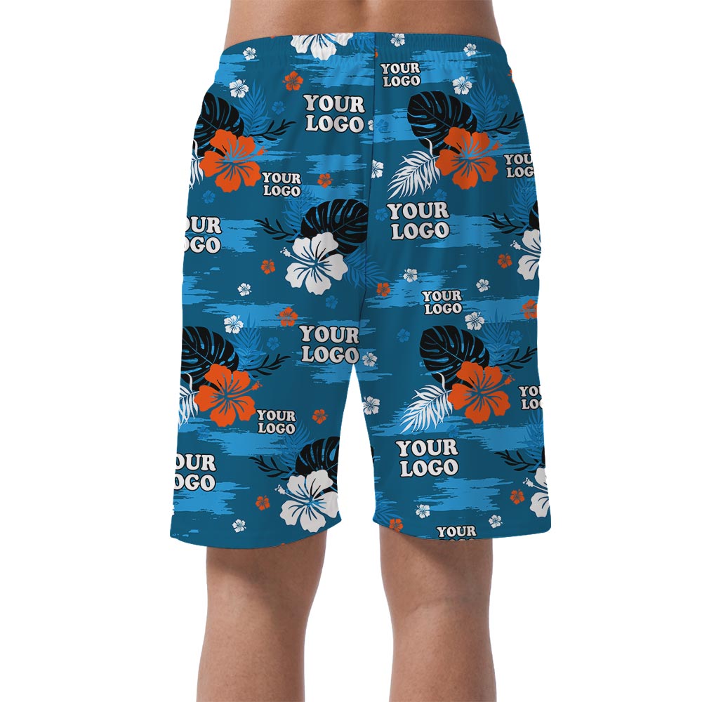 Custom Company Logo Men's Blue Beach Shorts