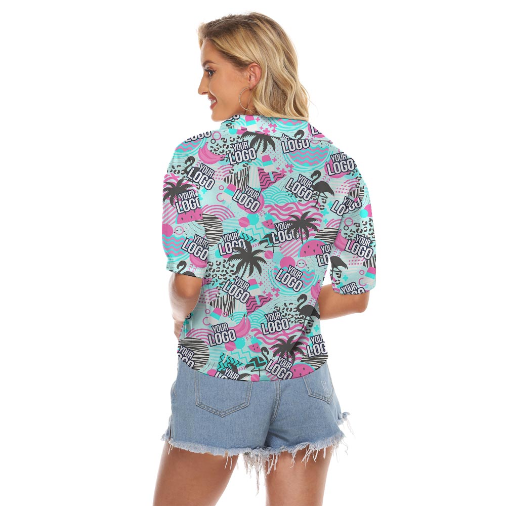 Retro Women's Hawaiian Crop Top With Company Logo