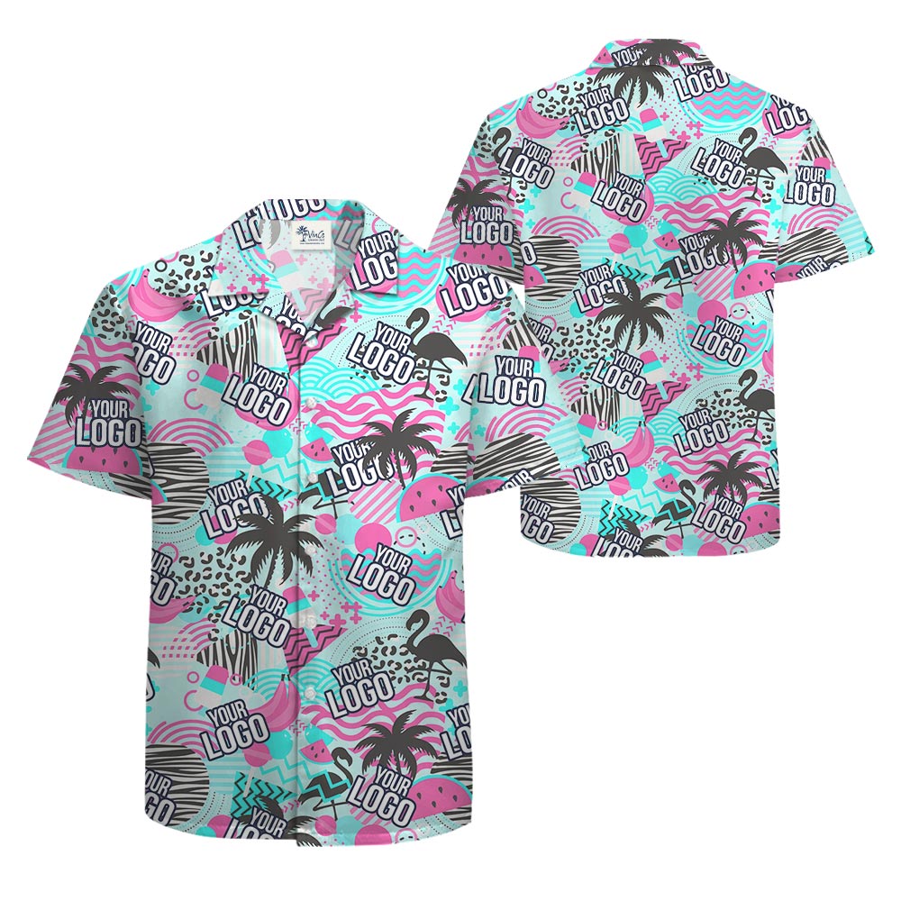 Personalized Logo Men's Hawaiian Shirt Short Sleeved