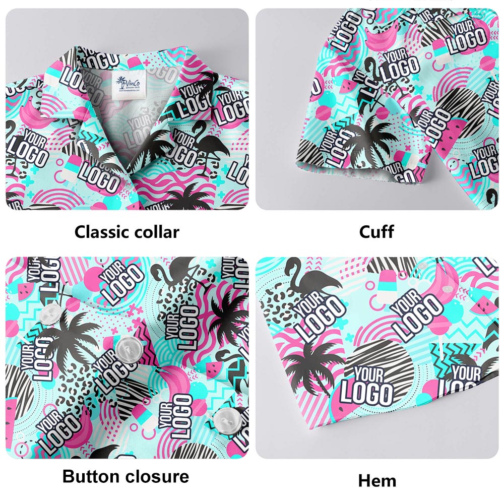 Personalized Logo Men's Hawaiian Shirt Short Sleeved
