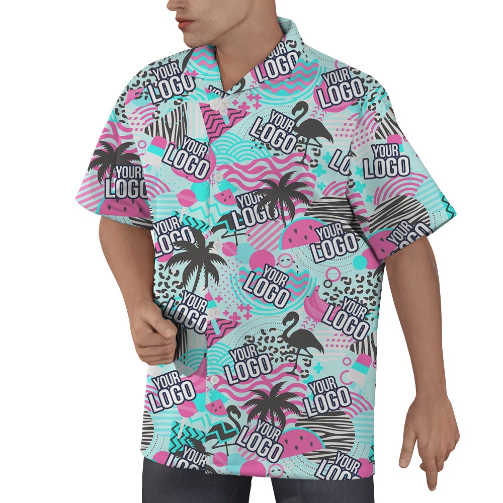 Personalized Logo Men's Hawaiian Shirt Short Sleeved