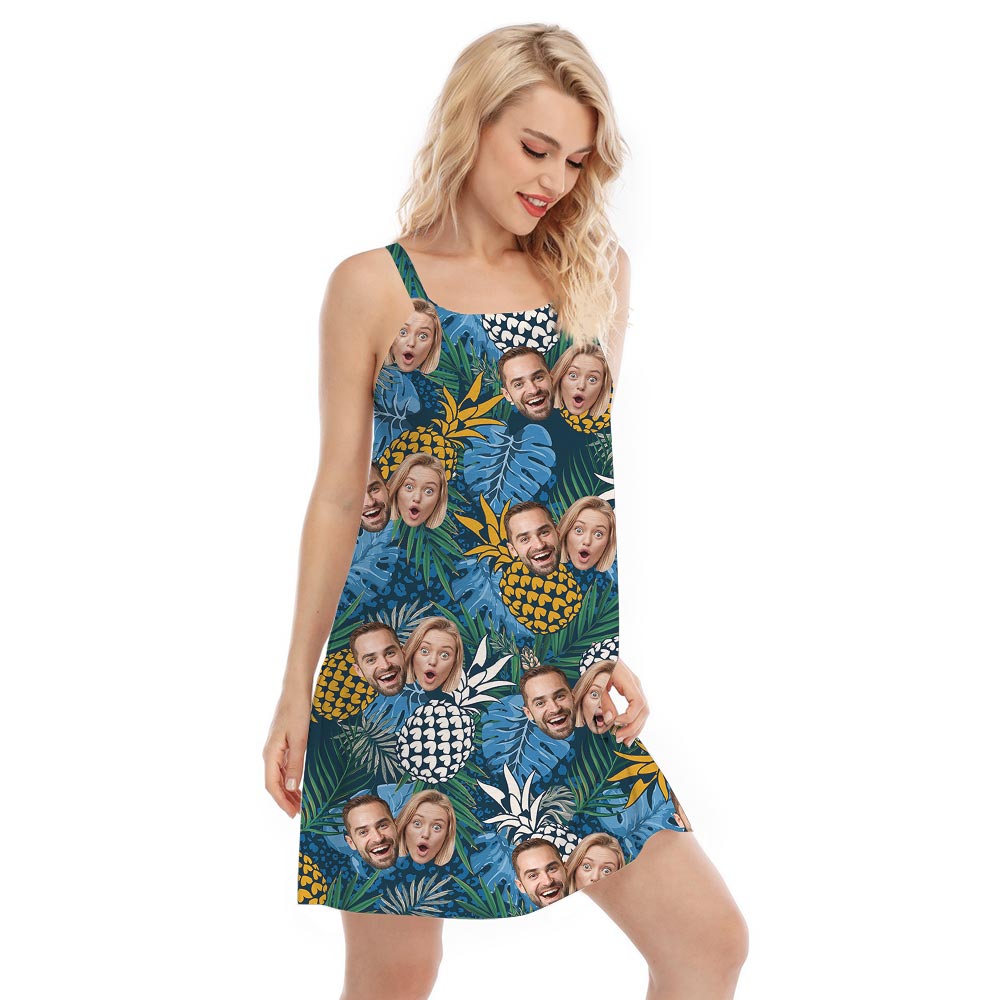 Custom Women's Tropical Dress With Pineapple And Faces