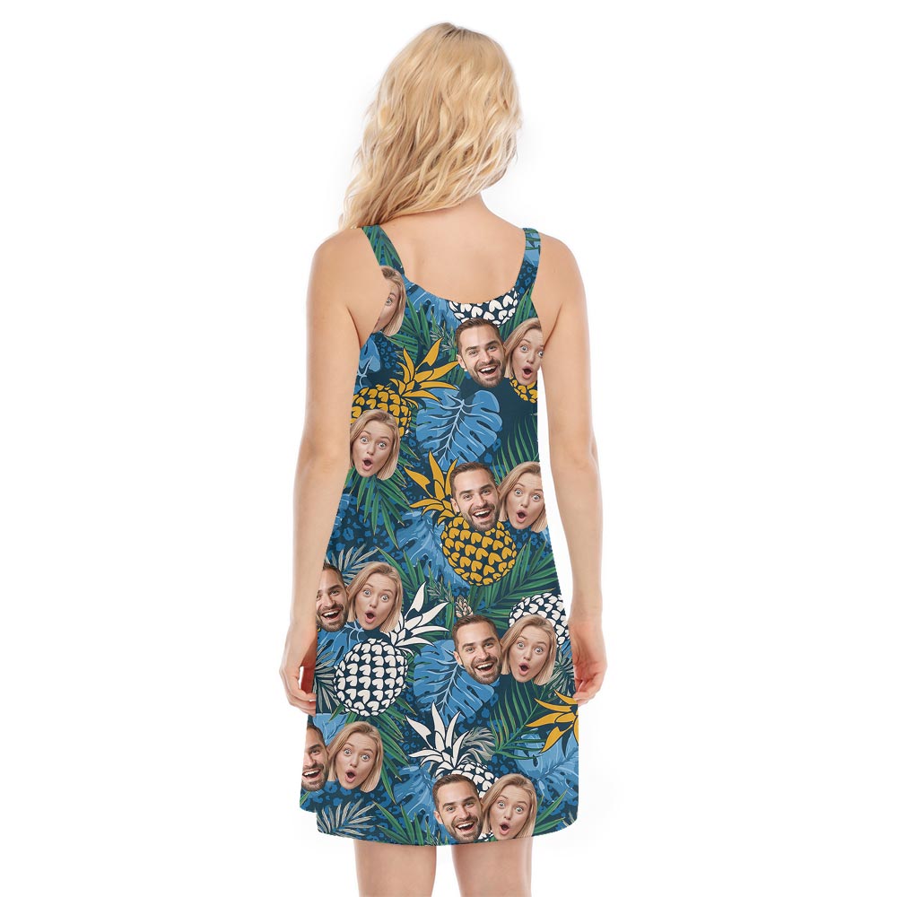 Custom Women's Tropical Dress With Pineapple And Faces