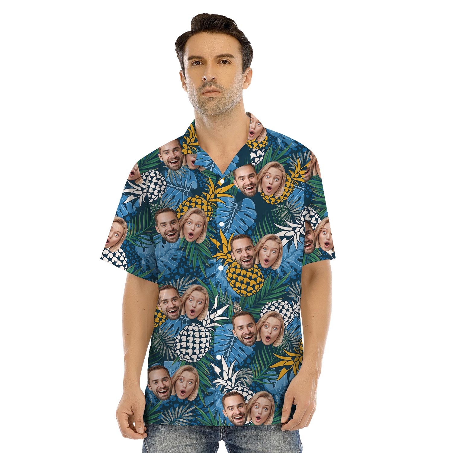 Custom Mom And Dad Face Matching Hawaiian Outfits For Family