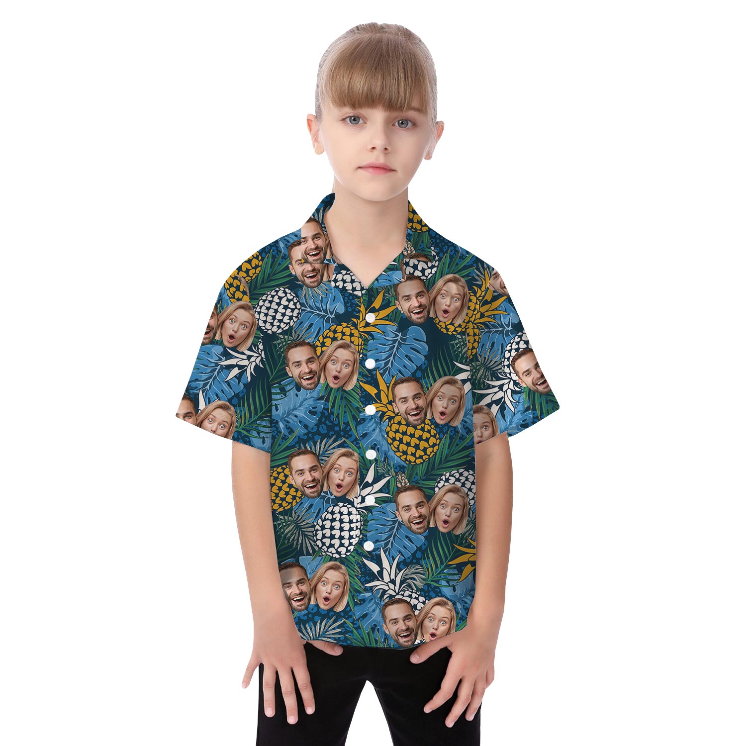 Custom Mom And Dad Face Matching Hawaiian Outfits For Family