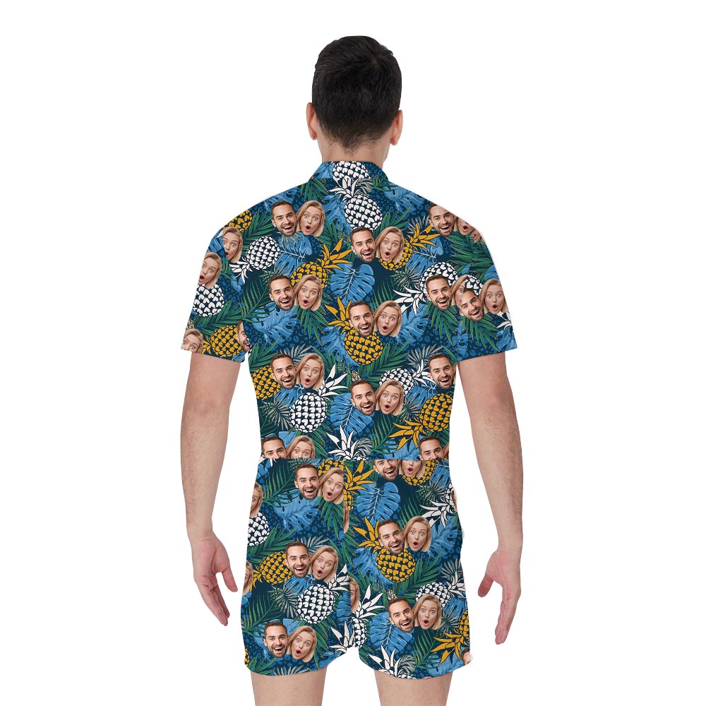 Tropical Pineapple Romper For Men With Custom Photos