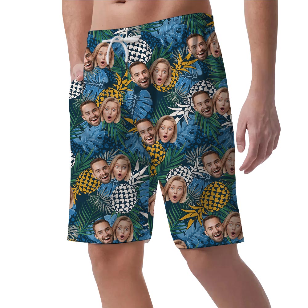 Personalized Men's Pineapple Tropical Shorts With Your Faces