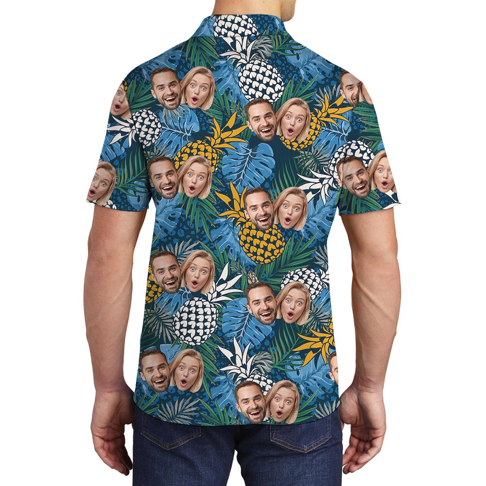 Custom Men's Pineapple Tropical Polo Shirt With Your Faces