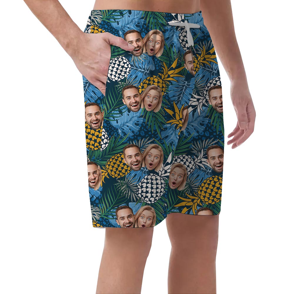 Personalized Men's Pineapple Tropical Shorts With Your Faces