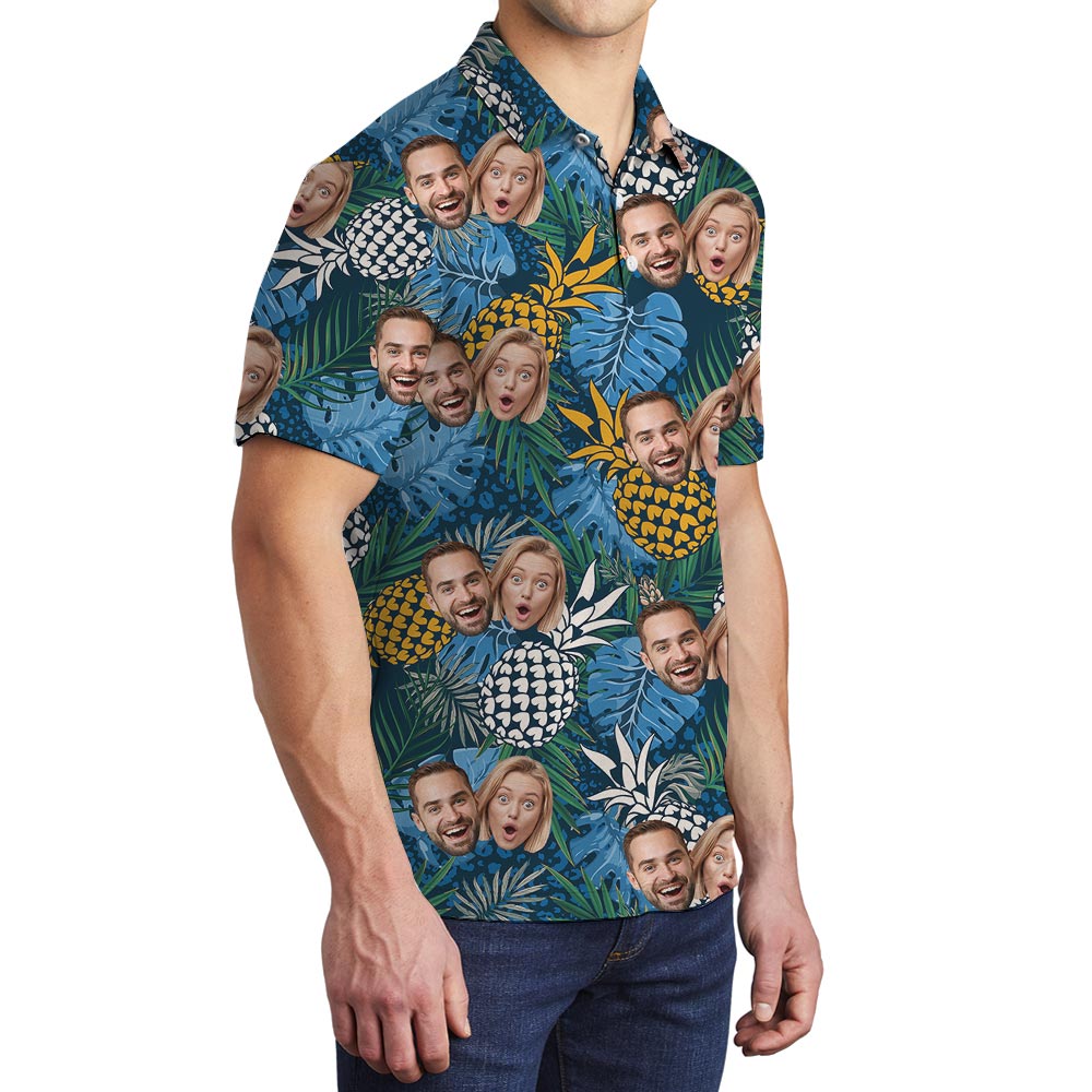 Custom Men's Pineapple Tropical Polo Shirt With Your Faces