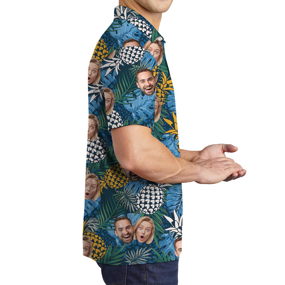 Custom Men's Pineapple Tropical Polo Shirt With Your Faces