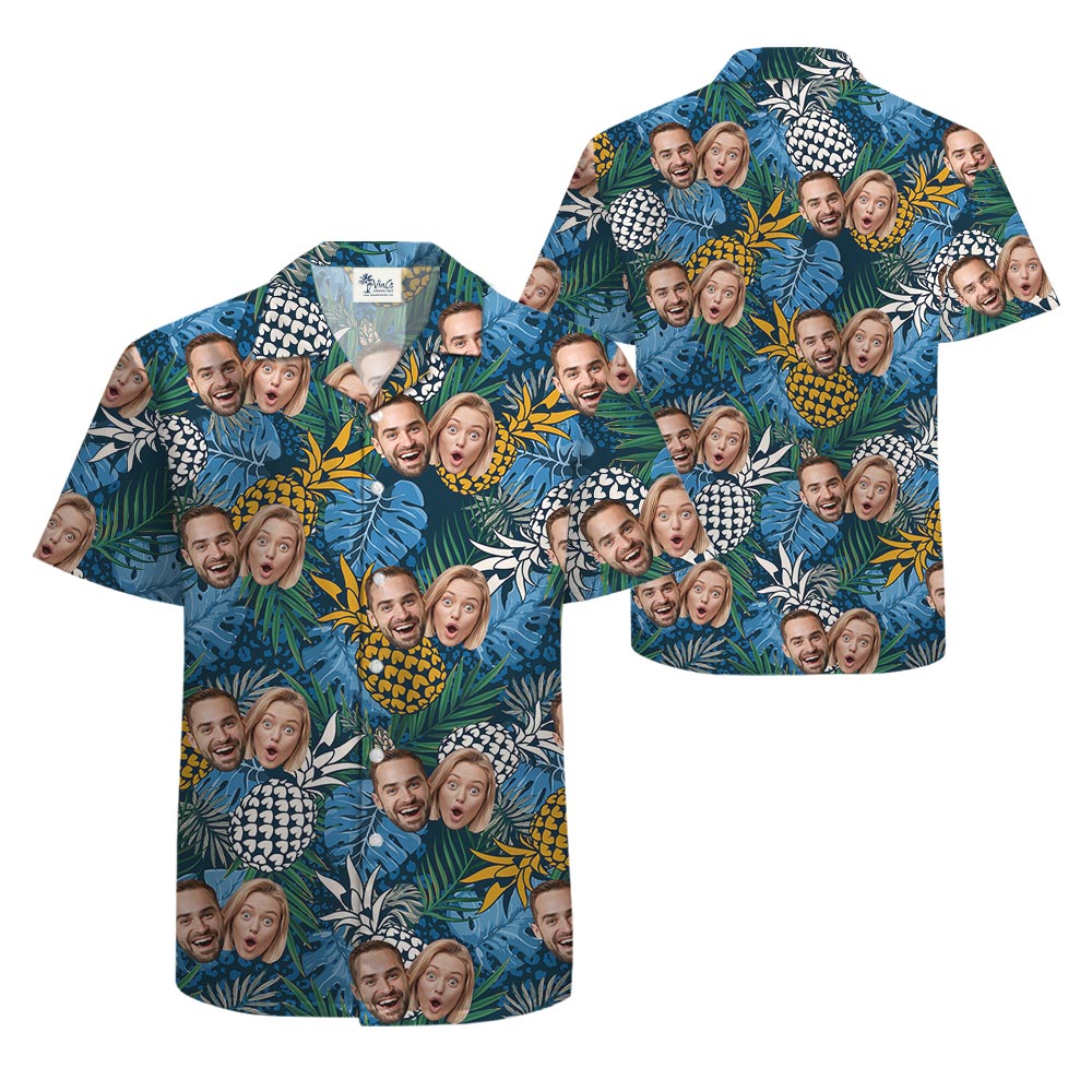 Blue Custom Pineapple Tropical Men's Shirt With 2 Faces