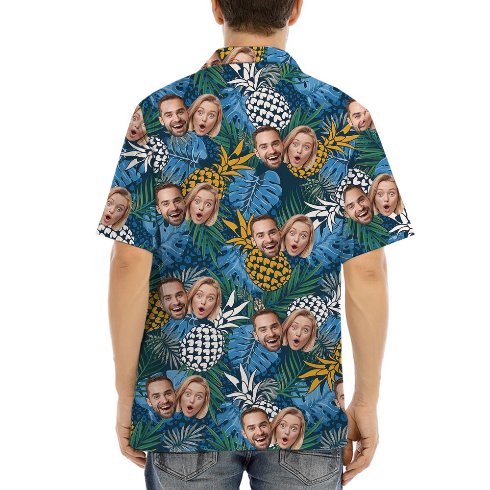 Blue Custom Pineapple Tropical Men's Shirt With 2 Faces