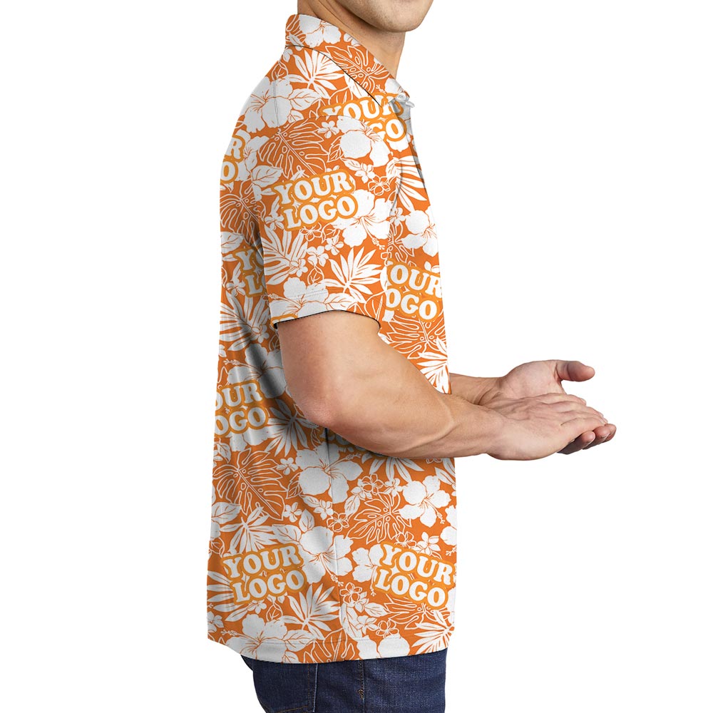 Custom Logo Orange Team Tropical Polo Shirt For Men