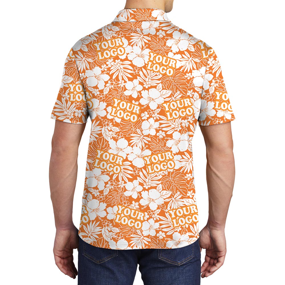 Custom Logo Orange Team Tropical Polo Shirt For Men