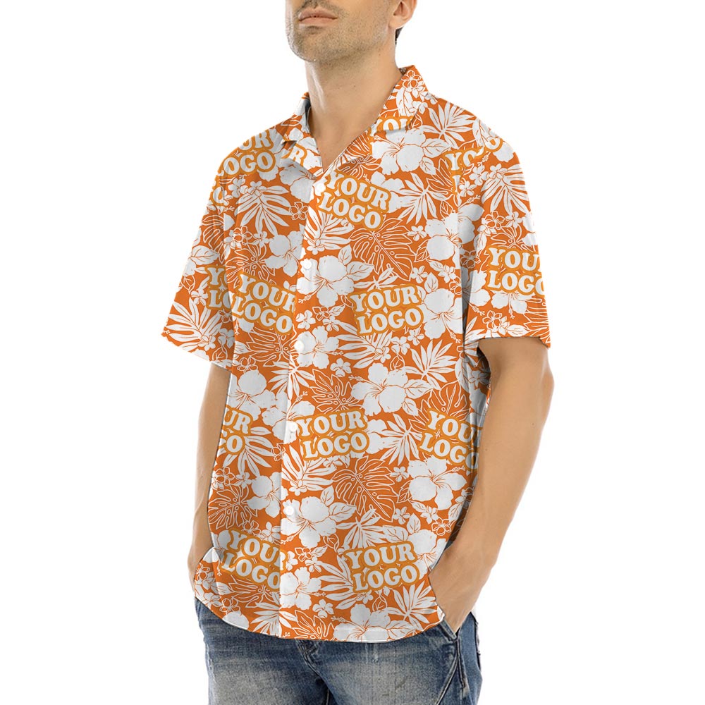 Orange Team Hawaiian Shirt With Custom Logo