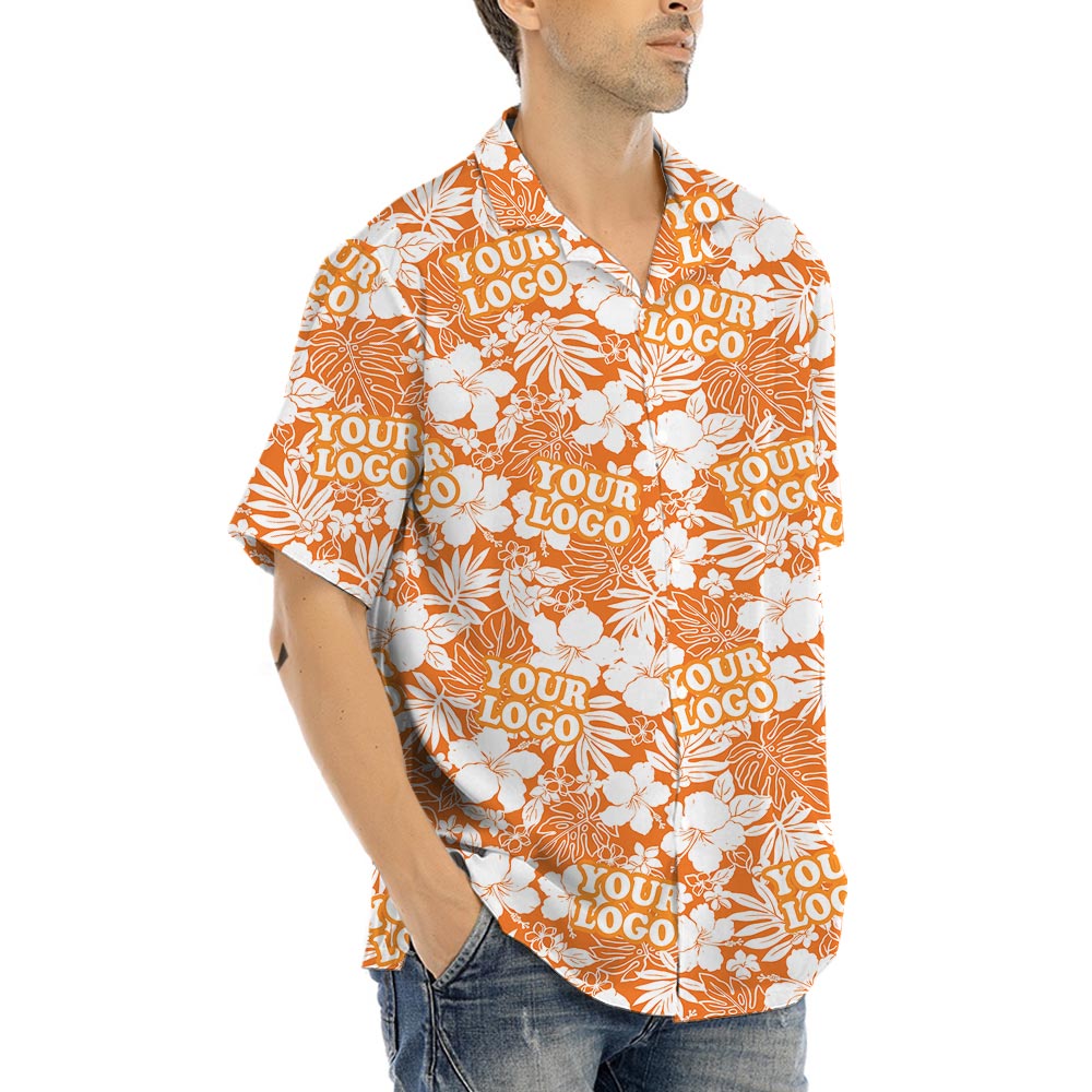 Orange Team Hawaiian Shirt With Custom Logo