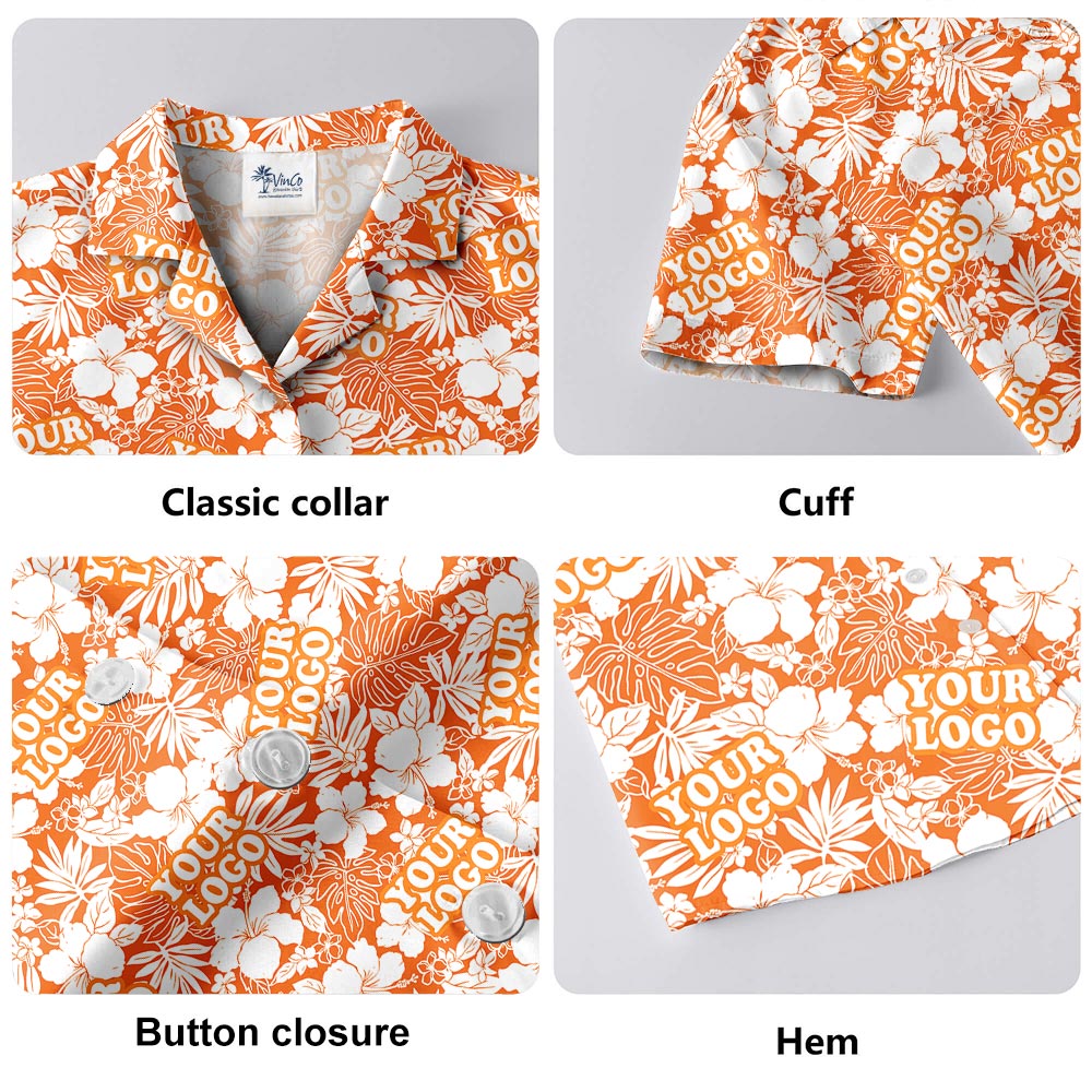 Orange Team Hawaiian Shirt With Custom Logo