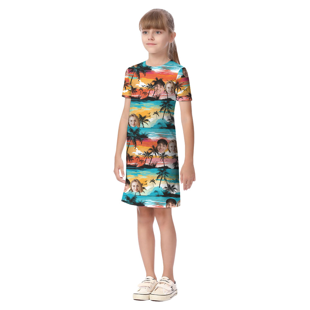 Custom Face Sunset Beach Matching Hawaiian Shirt