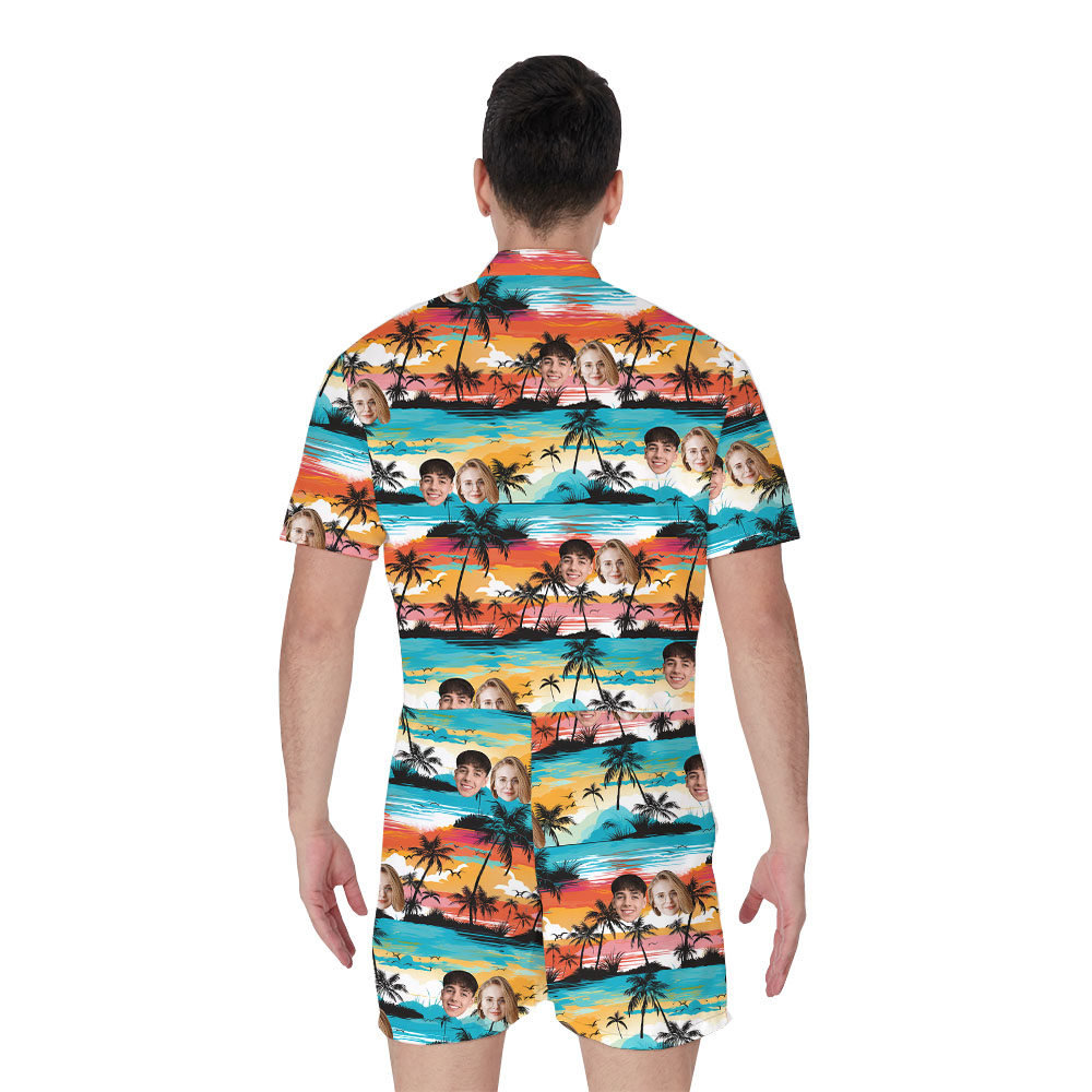 Custom Multiple Faces Aloha Romper For Male