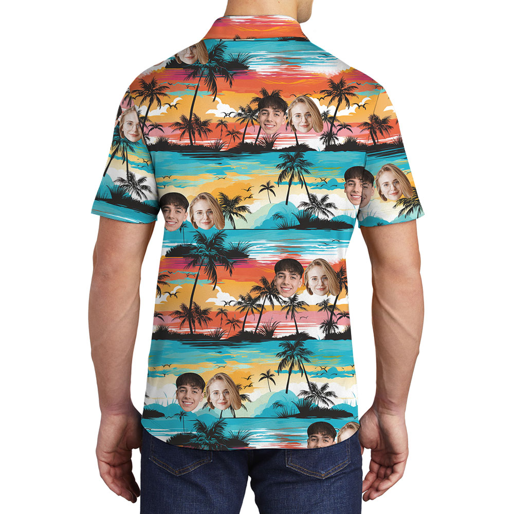 Custom Face Sunset Beach Golf Polo Shirt