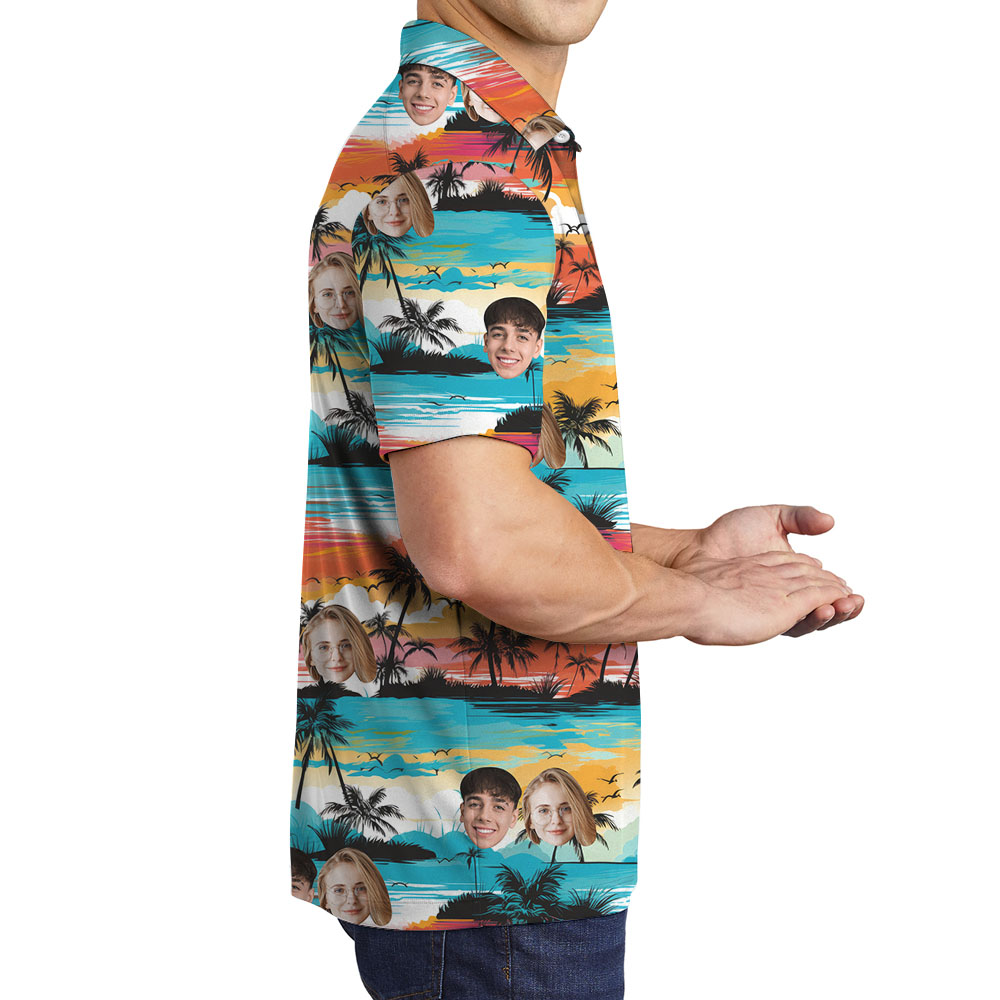 Custom Face Sunset Beach Golf Polo Shirt