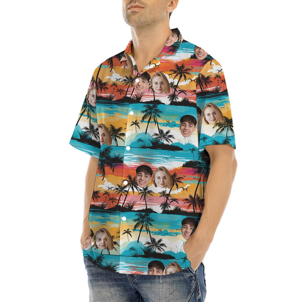 Beach Hawaiian Aloha Shirt With Custom Faces