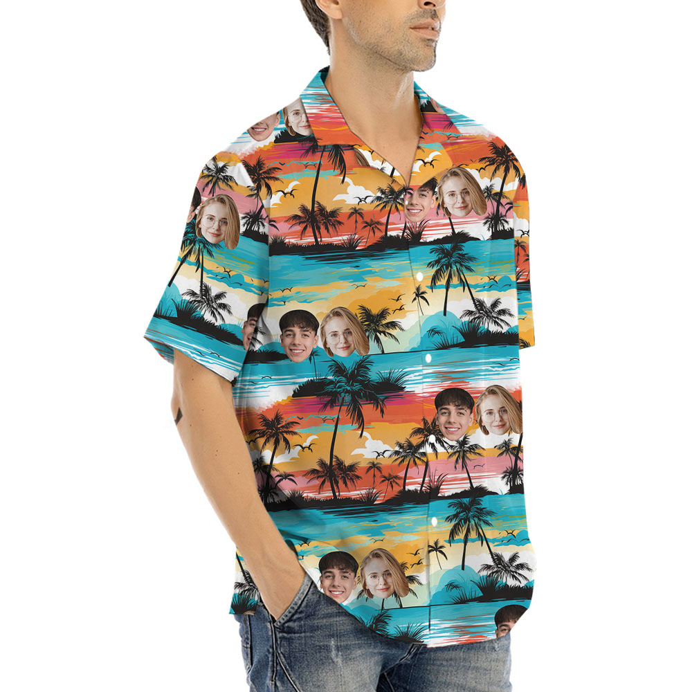 Beach Hawaiian Aloha Shirt With Custom Faces