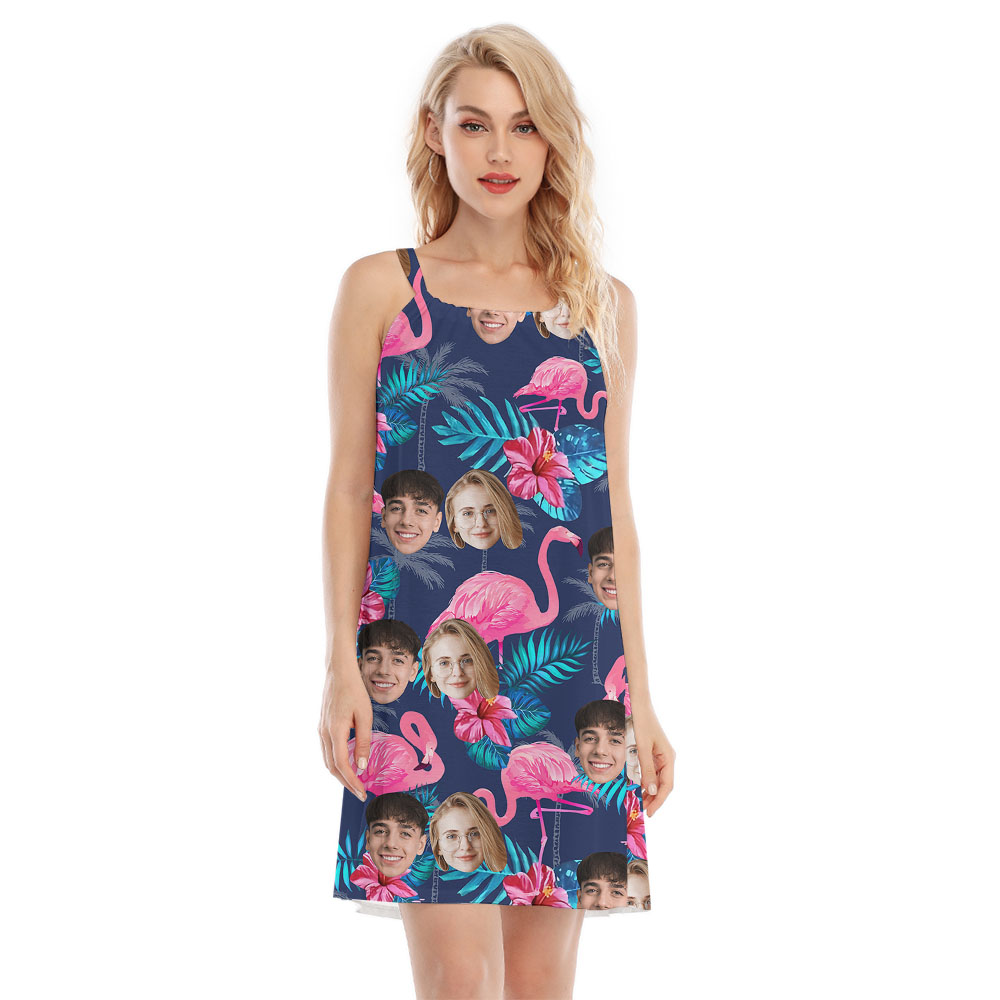 Custom Face Flamingo Womens Cami Dress - variant image 1