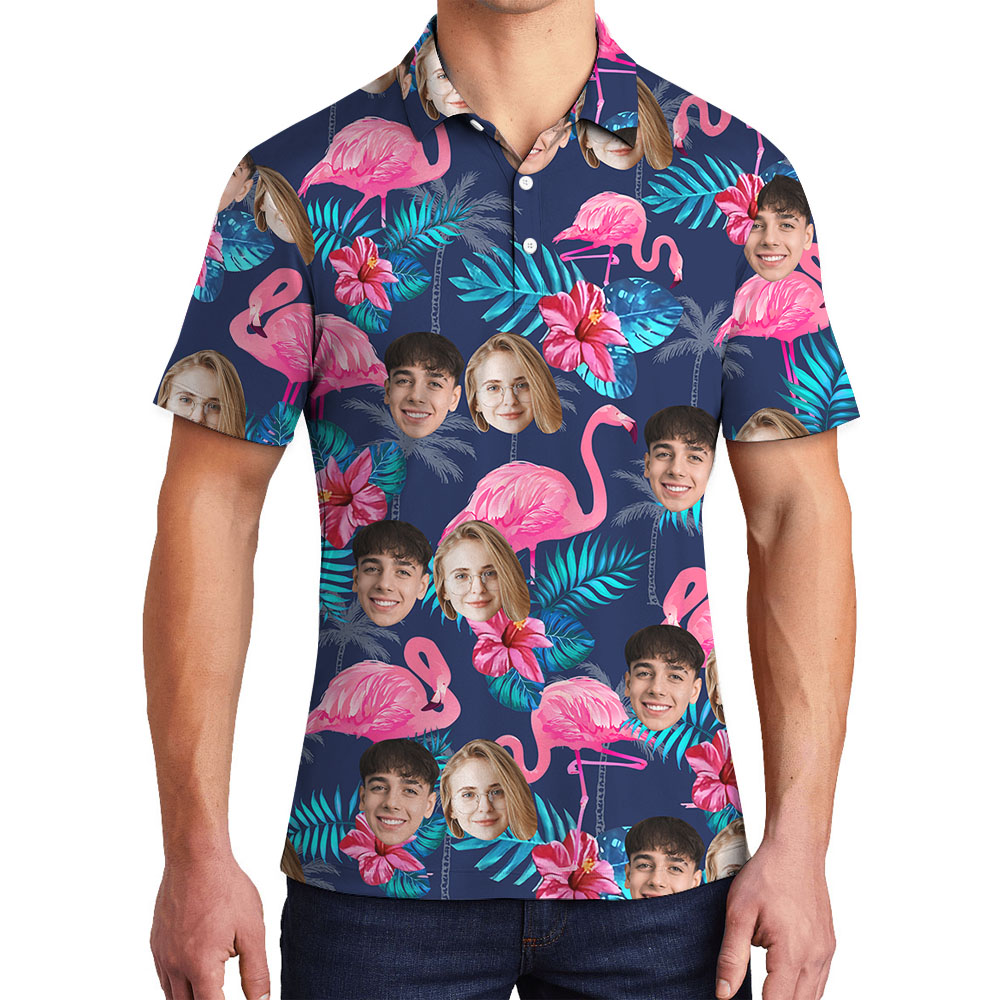 Flamingo Polo Golf Shirt Custom Up To 4 Faces - variant image 1
