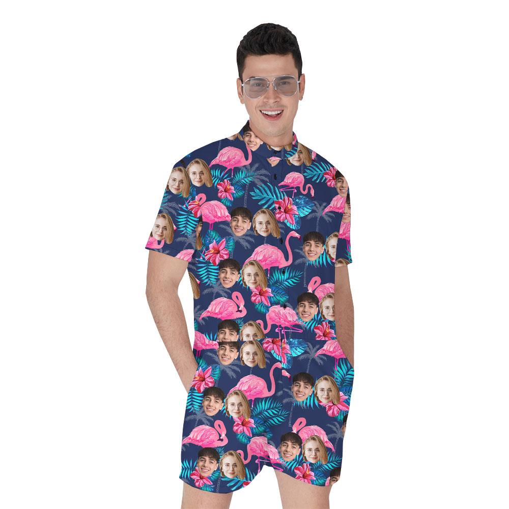 Personalized Photo Flamingo Romper With 1-4 Faces - variant image 1