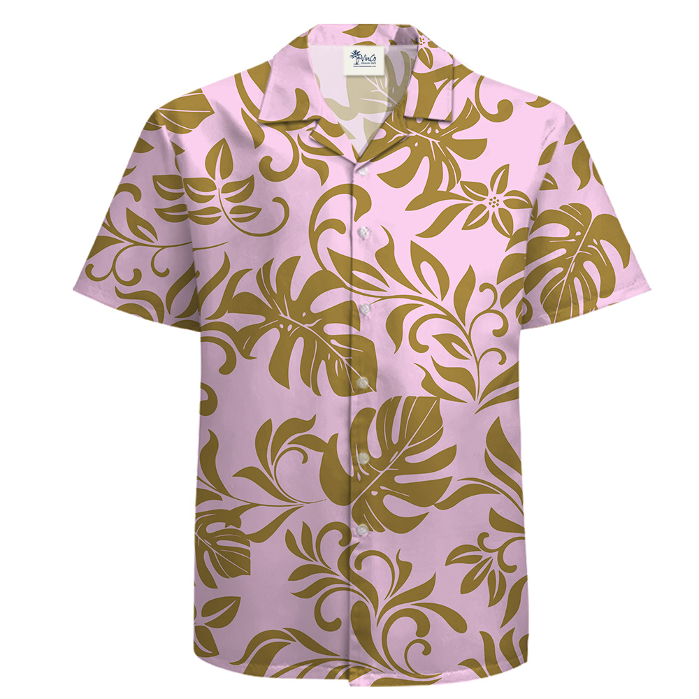 100 Cotton Short Sleeve Pink Hawaiian Shirt for Men S-8XL - variant image 1