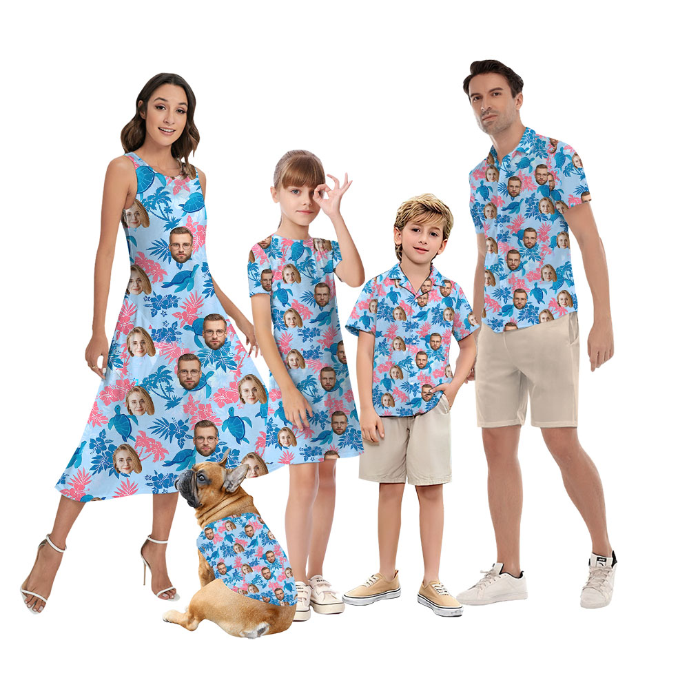 Custom Family Faces On Matching Hawaiian Outfit - variant image 1