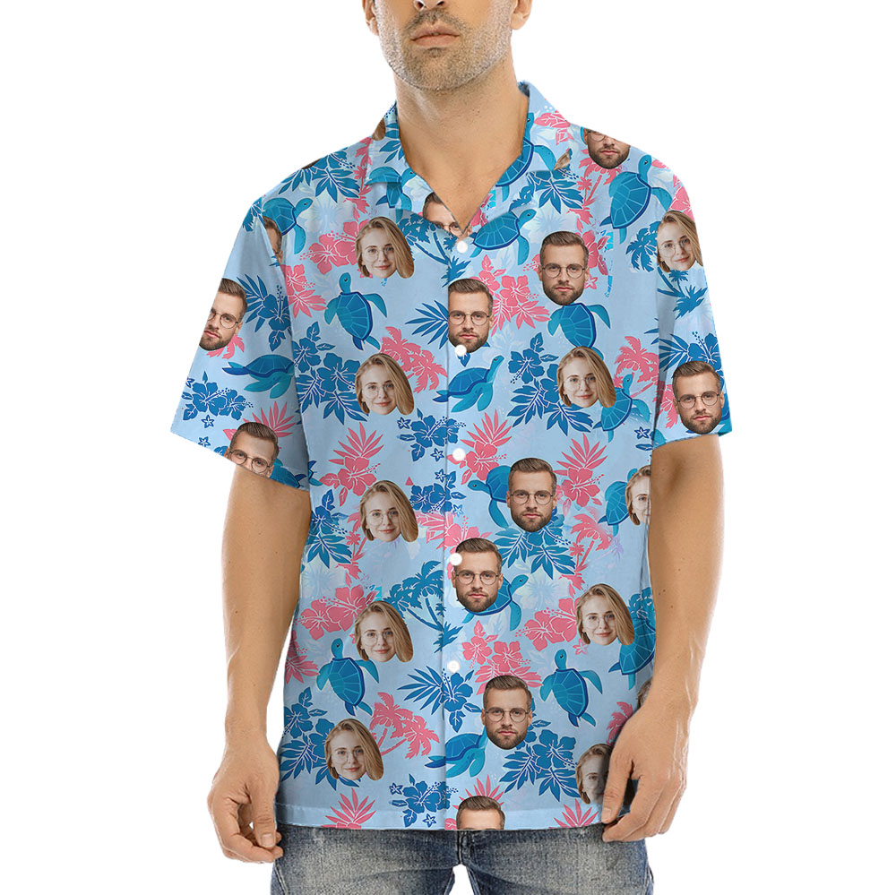 Turtle Hawaiian Shirt With Custom Up To 4 Faces - variant image 1