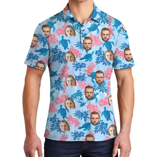 Put 1-4 Faces On Turtle Polo Golf Shirt