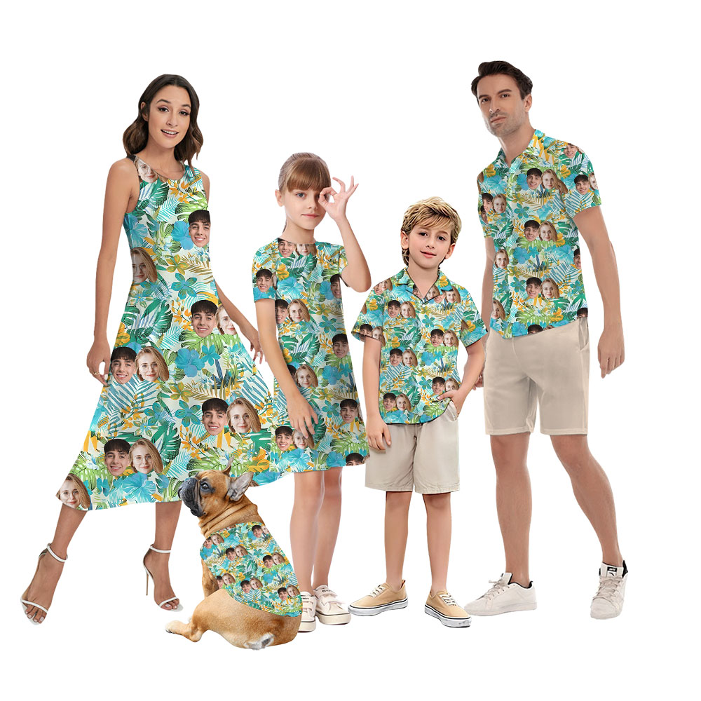 Pastel Floral Matching Family Hawaiian Shirt With Faces On Them - variant image 1