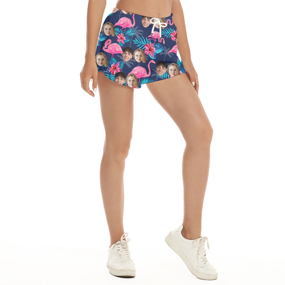 Custom Multiple Photos Flamingo Shorts For Women