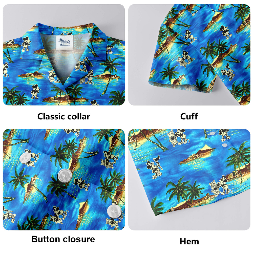 Tropical Islands Steamboat Willie Mickey Blue Hawaiian Shirt