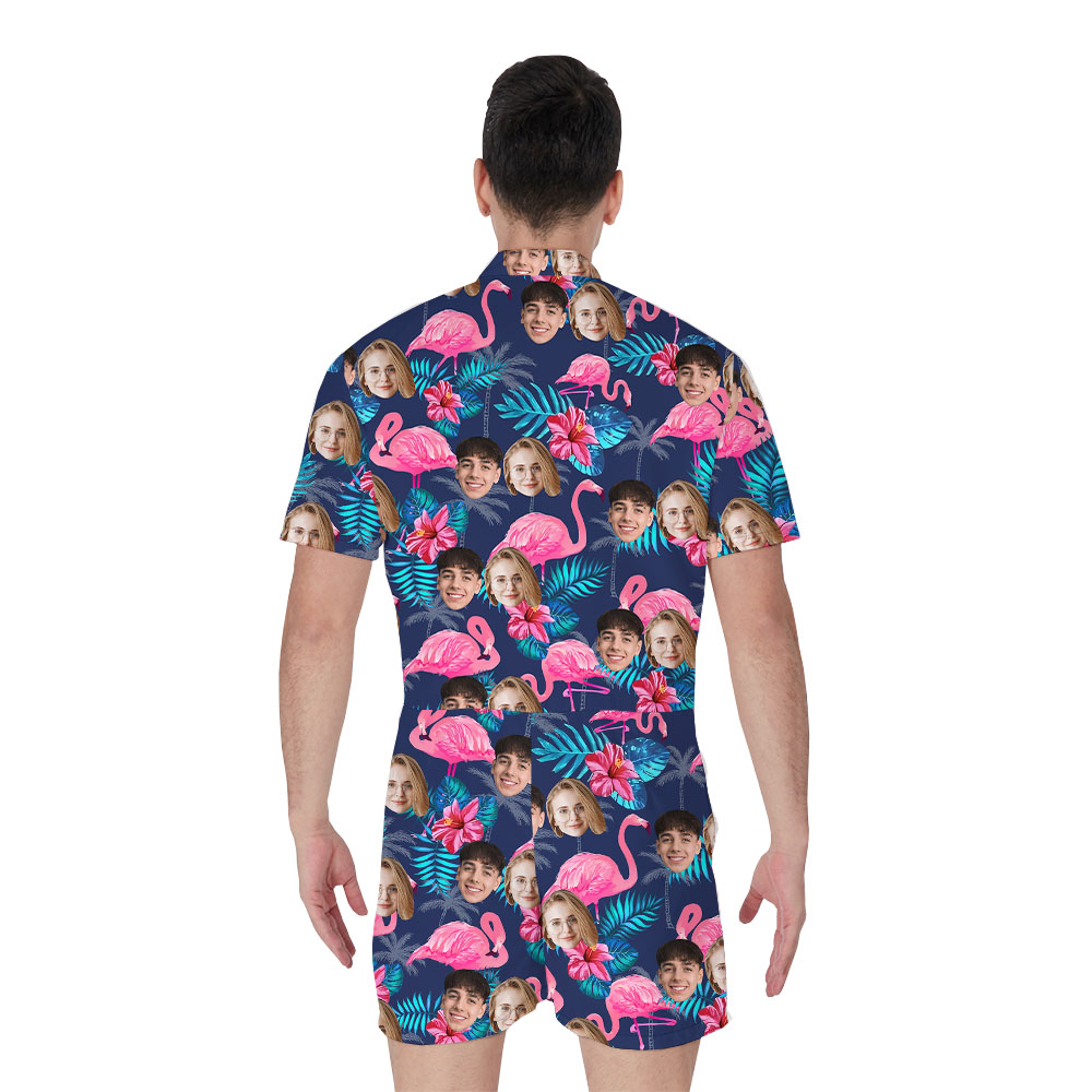 Personalized Photo Flamingo Romper With 1-4 Faces