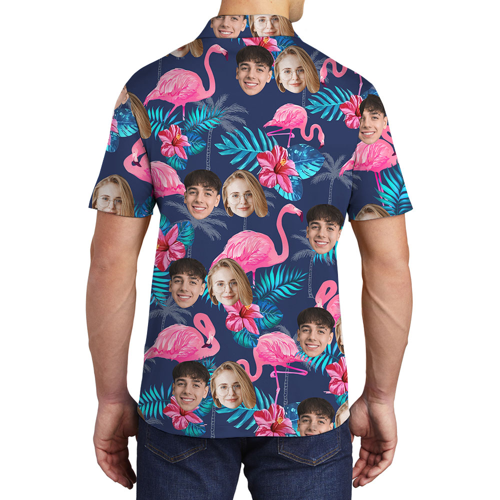 Flamingo Polo Golf Shirt Custom Up To 4 Faces