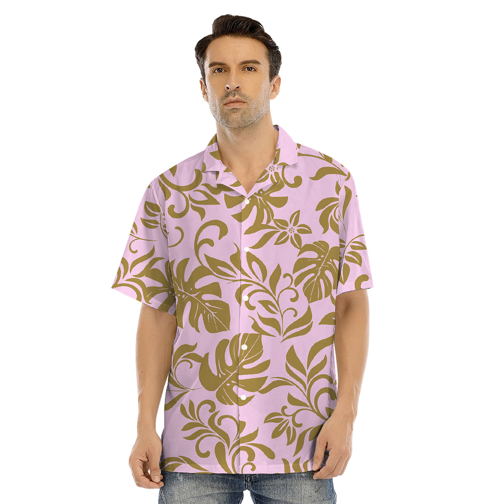 Matching Family and Pet Outfits with Gold Tropical Leaves on Pink Canvas