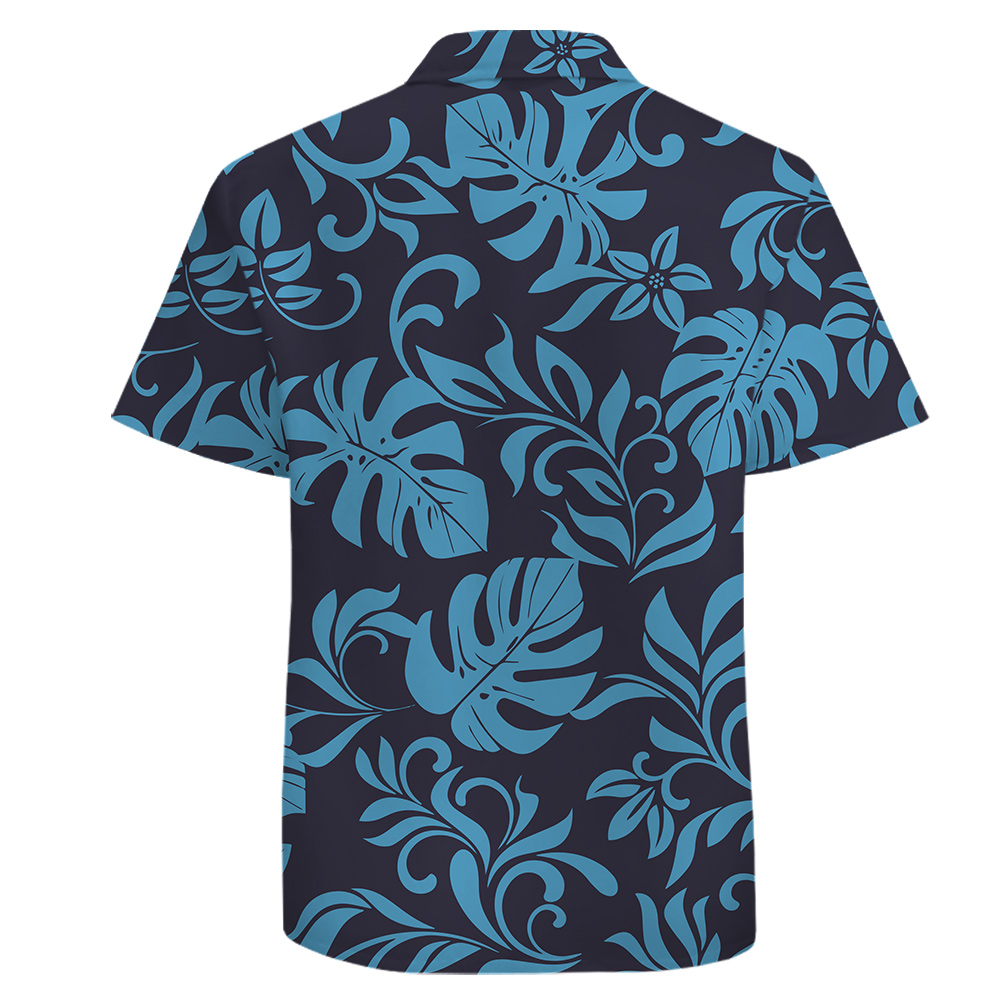 Cotton Button Up Navy Tropical Shirt for Men S-8XL