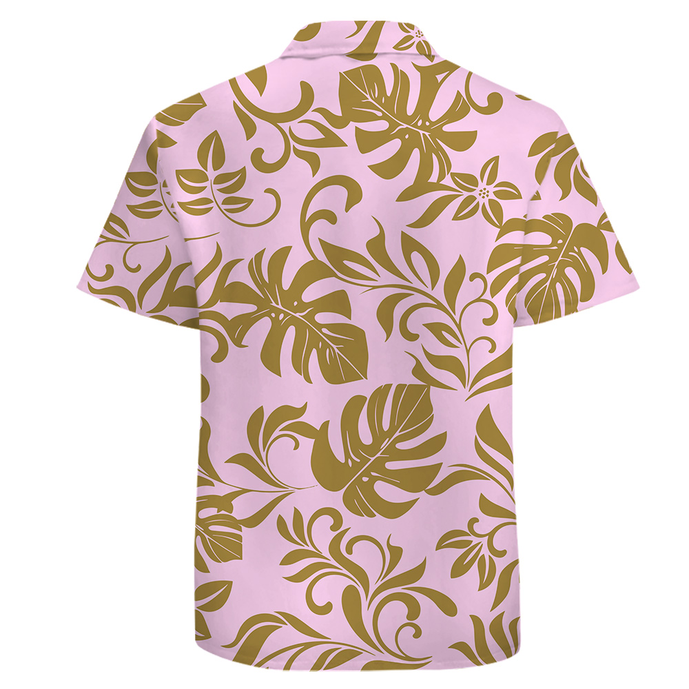 100 Cotton Short Sleeve Pink Hawaiian Shirt for Men S-8XL