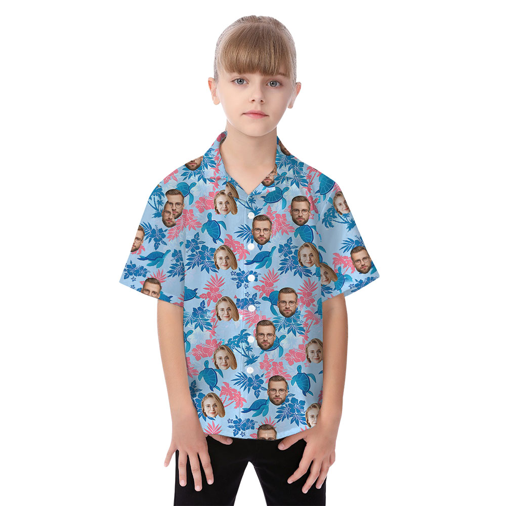 Custom Family Faces On Matching Hawaiian Outfit