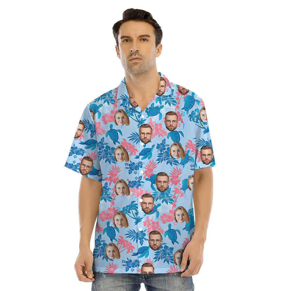 Custom Family Faces On Matching Hawaiian Outfit