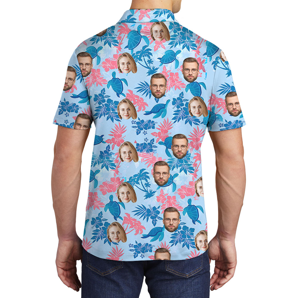 Put 1-4 Faces On Turtle Polo Golf Shirt